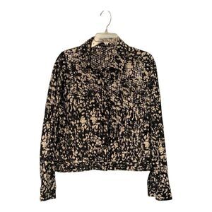 Notations Black & White Collared Scaled Button Up Long Sleeve Jacket size Large